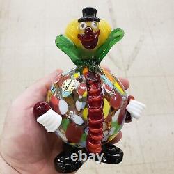 Vintage Murano Hand Blown Glass Fat Clown Figurine With Original Sticker