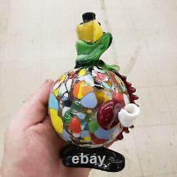 Vintage Murano Hand Blown Glass Fat Clown Figurine With Original Sticker