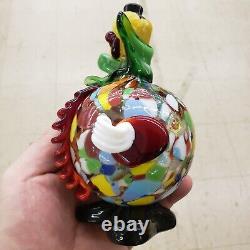 Vintage Murano Hand Blown Glass Fat Clown Figurine With Original Sticker