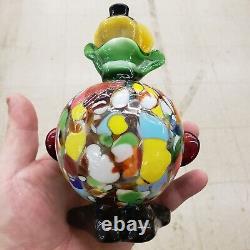 Vintage Murano Hand Blown Glass Fat Clown Figurine With Original Sticker