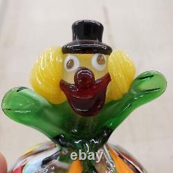 Vintage Murano Hand Blown Glass Fat Clown Figurine With Original Sticker