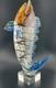 Vintage Murano Hand Blown Glass Leaping Fish Sculpture Rare 15.5 GLOWS