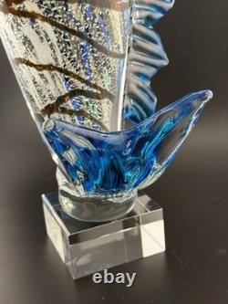 Vintage Murano Hand Blown Glass Leaping Fish Sculpture Rare 15.5 GLOWS