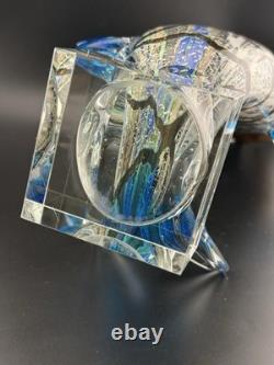 Vintage Murano Hand Blown Glass Leaping Fish Sculpture Rare 15.5 GLOWS