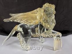 Vintage Murano Hand Blown Glass St. Mark Winged Lion Figurine