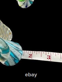 Vintage Murano Hand Blown Latticino Glass Angel Figurines Multi Gold Fleck X 3