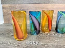 Vintage Murano Hand Blown Swirl Highball Glasses 6.5 Set Of 6