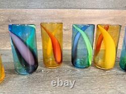 Vintage Murano Hand Blown Swirl Highball Glasses 6.5 Set Of 6