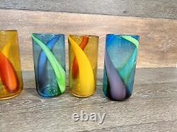 Vintage Murano Hand Blown Swirl Highball Glasses 6.5 Set Of 6