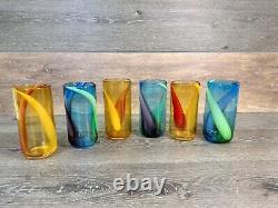 Vintage Murano Hand Blown Swirl Highball Glasses 6.5 Set Of 6