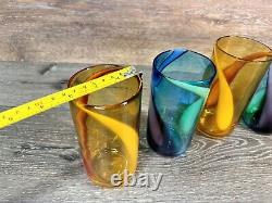 Vintage Murano Hand Blown Swirl Highball Glasses 6.5 Set Of 6