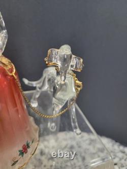 Vintage Murano Hand Blown Venetian Art Glass Figurine Of Woman & Dog