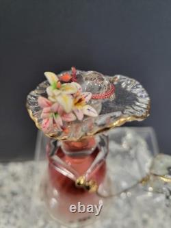 Vintage Murano Hand Blown Venetian Art Glass Figurine Of Woman & Dog