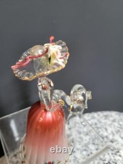 Vintage Murano Hand Blown Venetian Art Glass Figurine Of Woman & Dog