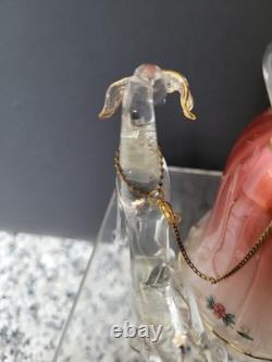 Vintage Murano Hand Blown Venetian Art Glass Figurine Of Woman & Dog