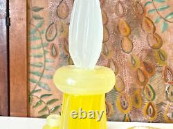 Vintage Murano Hand Blown Yellow Art Glass Three Piece Vanity Set, Attr Seguso