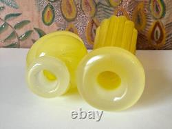 Vintage Murano Hand Blown Yellow Art Glass Three Piece Vanity Set, Attr Seguso