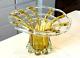 Vintage Murano Hand Blown Yellow Glass Vase Open Lattice Web