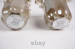 Vintage Murano Hand Made Italy White Champagne Cristal Glass Vase 5 Set of 2