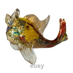 Vintage Murano Handblown Mutlicolor Gold Fleck Art Glass Fish