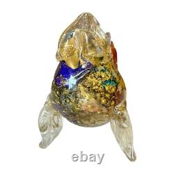 Vintage Murano Handblown Mutlicolor Gold Fleck Art Glass Fish