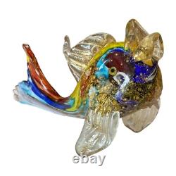 Vintage Murano Handblown Mutlicolor Gold Fleck Art Glass Fish