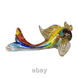 Vintage Murano Handblown Mutlicolor Gold Fleck Art Glass Fish