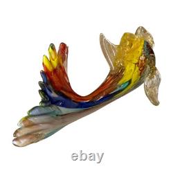 Vintage Murano Handblown Mutlicolor Gold Fleck Art Glass Fish