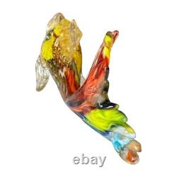 Vintage Murano Handblown Mutlicolor Gold Fleck Art Glass Fish