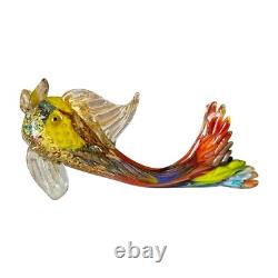 Vintage Murano Handblown Mutlicolor Gold Fleck Art Glass Fish