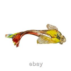Vintage Murano Handblown Mutlicolor Gold Fleck Art Glass Fish
