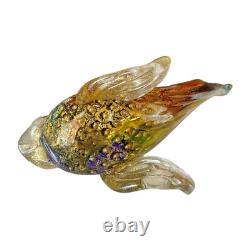 Vintage Murano Handblown Mutlicolor Gold Fleck Art Glass Fish