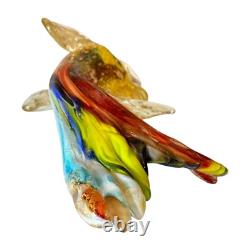 Vintage Murano Handblown Mutlicolor Gold Fleck Art Glass Fish