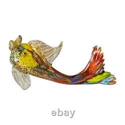 Vintage Murano Handblown Mutlicolor Gold Fleck Art Glass Fish, Attr Dino Martens