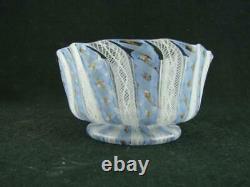 Vintage Murano Italian Art Glass Bowl, Venetian Latticino Ribbon Twist Decor