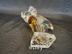 Vintage Murano Italian Art Glass Elephant Figurine, Clear & Amber, 13 1/2 Tall