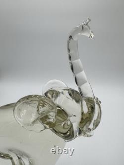 Vintage Murano Italian Art Glass Elephant Figurine, Clear & Smoky, 11 Tall 5lb