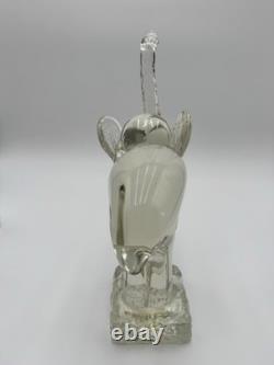 Vintage Murano Italian Art Glass Elephant Figurine, Clear & Smoky, 11 Tall 5lb