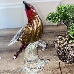 Vintage Murano Italian Art Glass FORMIA Bird of Paradise Sculpture Gold Fleck