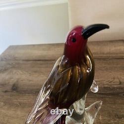 Vintage Murano Italian Art Glass FORMIA Bird of Paradise Sculpture Gold Fleck