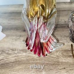 Vintage Murano Italian Art Glass FORMIA Bird of Paradise Sculpture Gold Fleck