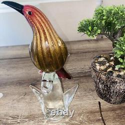 Vintage Murano Italian Art Glass FORMIA Bird of Paradise Sculpture Gold Fleck