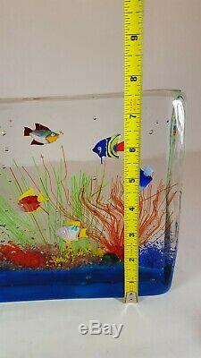 Vintage Murano Italian Art Glass Fish Aquarium Large Paperweight Sculpture Decor