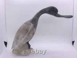 Vintage Murano Italian Art Glass Scavo Duck Bird Figurine Label 9.5