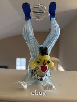 Vintage Murano Italian Blown Art Glass Acrobatic Circus Clown Figurine 8in