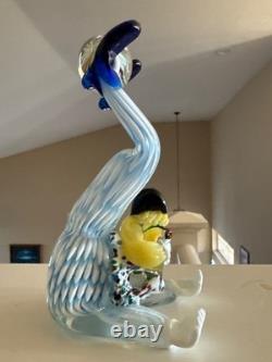 Vintage Murano Italian Blown Art Glass Acrobatic Circus Clown Figurine 8in