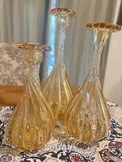 Vintage Murano Italian Blown Glass Bud Vase, Set Of 3