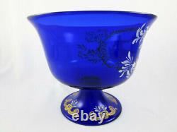 Vintage Murano Italian Blue Wedding Cup Nude Enameled Glass Vase Barovier Toso