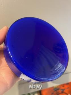 Vintage Murano Italian Cobalt Blue Lidded Glass Jar By Luciano Vistosi