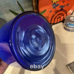 Vintage Murano Italian Cobalt Blue Lidded Glass Jar By Luciano Vistosi
